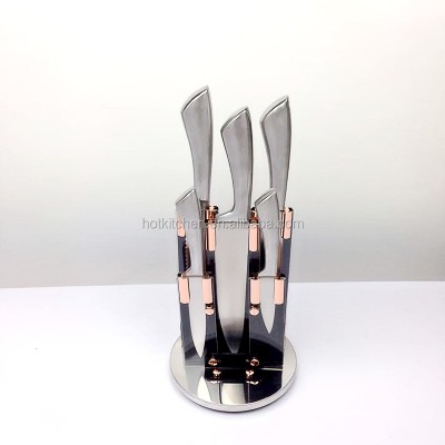 High Quality Stainless Steel Kitchen Knives Set Revolve Acrylic Block Kc-9019