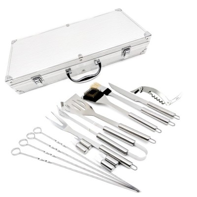 Hot sell 15pcs BBQ(bbq) tools grill set&barbecue accessories with portable alumium case